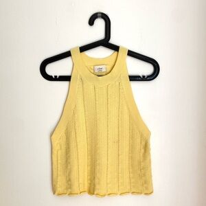 Aritzia Yellow Ribbed Knit Tank Top
